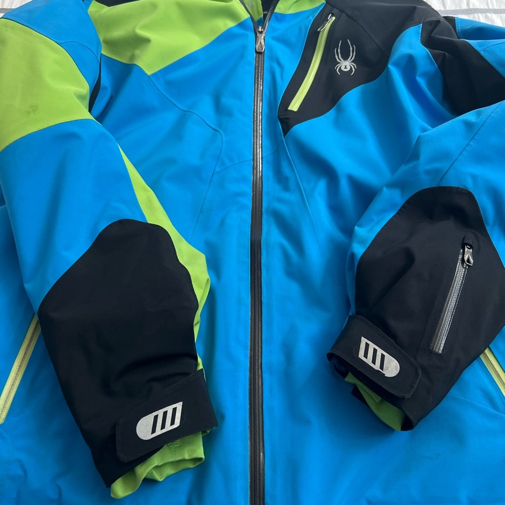 Spyder Mens Large Ski Jacket. Blue/Black/Green